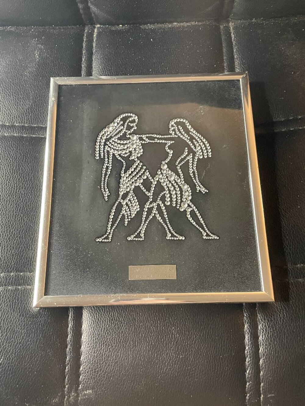 framed crystal artwork features the Gemini zodiac sign